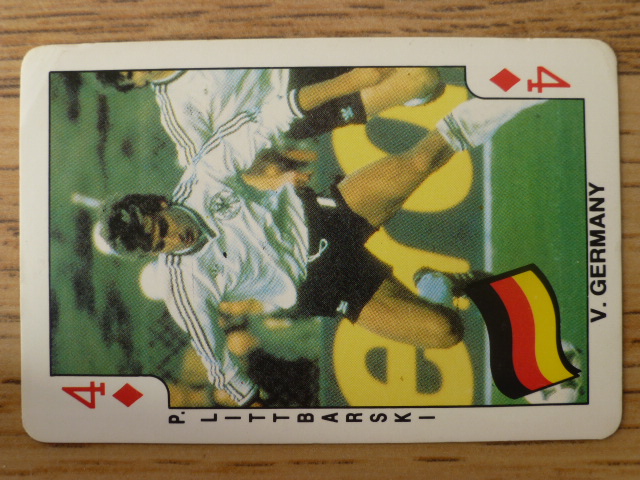 Dandy Gum Football Playing Card (1986) - Pierre Littbarski 4♦️